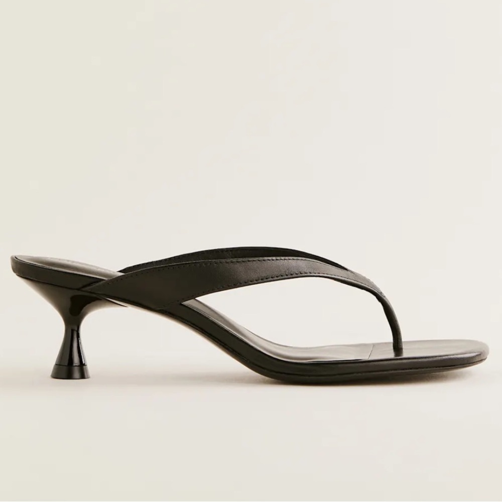 New Reformation heel thong sandal Sophie Heeled Sandal Black Leather 6.5